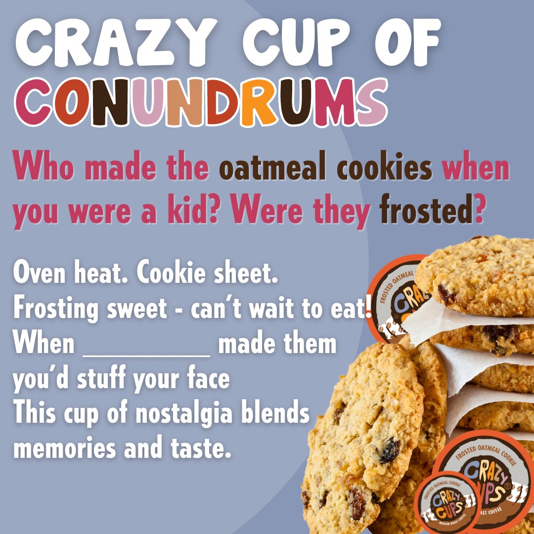 CrazyCupsCoffee's tweet photo. Enter for a chance to win 4 FREE 22-count boxes of Crazy Cups coffee π₯° Visit our Facebook & Instagram to enter!
Enjoy 15% OFF Frosted Oatmeal Cookie! πͺ
Use code: ICING15
https://t.co/vrIwS56gda
#coffee #icedcoffee #coffeelovers #coffeeloverunite #FlavorsSeekers #FlavorNation https://t.co/metltPM53A