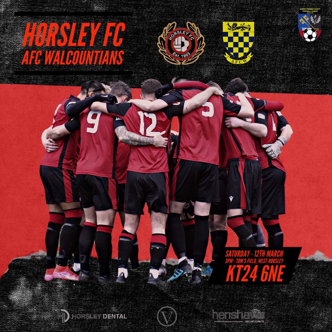 HorsleyFC_'s tweet photo. 🆚 @AFCW1stXI 
🏆 @SurreyPremierCF 
📆 12/03/2022
⏰ 3pm KO
📍 Tom’s Field, Horsley https://t.co/ayy2mzqzrX