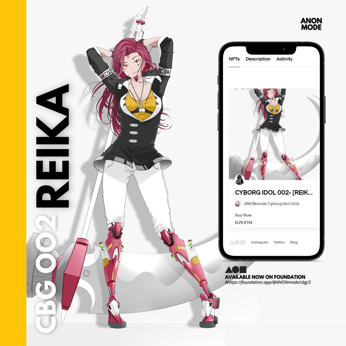 𝗥𝗘𝗜𝗞𝗔 𝗛𝗔𝗦 𝗔𝗥𝗥𝗜𝗩𝗘𝗗 !😱 

Cyborg Idol 002 is now available on FND.
For more details, check out ANONmode's FND account.

Bid NOW!

FND link: foundation.app/@anonmode
#ThisIsANONmode #FND