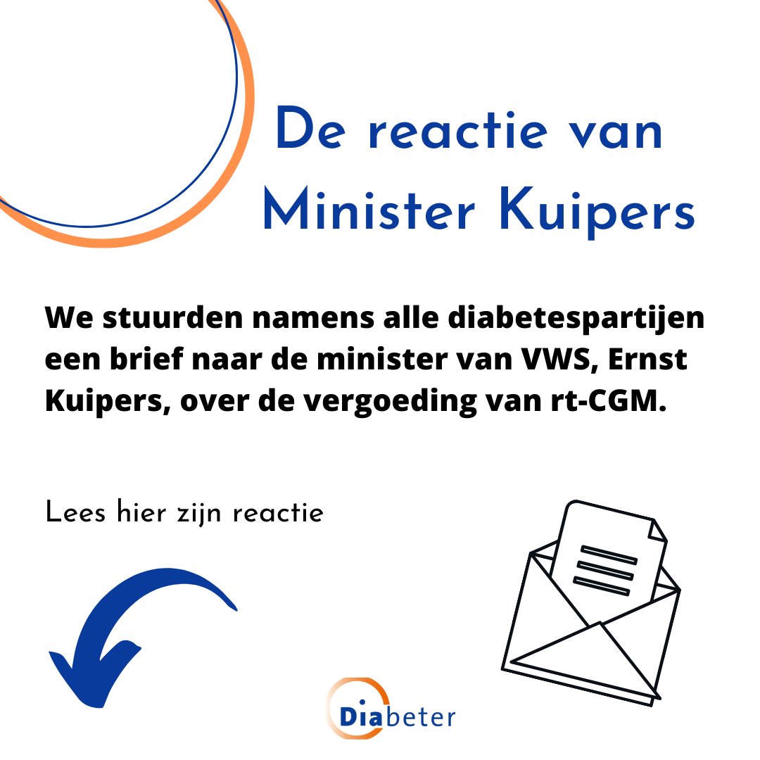 #sensorvergoeding. Samen met een aantal diabetesorganisaties stuurden we een brandbrief naar Minister Kuipers. We hebben een reactie gekregen. Het @Zorginstituut gaat niet  opnieuw kijken naar de vergoeding van de continue glucosesensor 😩:

diabeter.nl/nl/over-diabet…