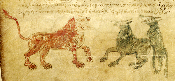erik_kaars's tweet photo. This medieval artist gave a lion a huge mustache, rather than a mane, and I think that's incredible.

(Morgan, MS M.397, f. 6v) https://t.co/uZ89iK2JNX