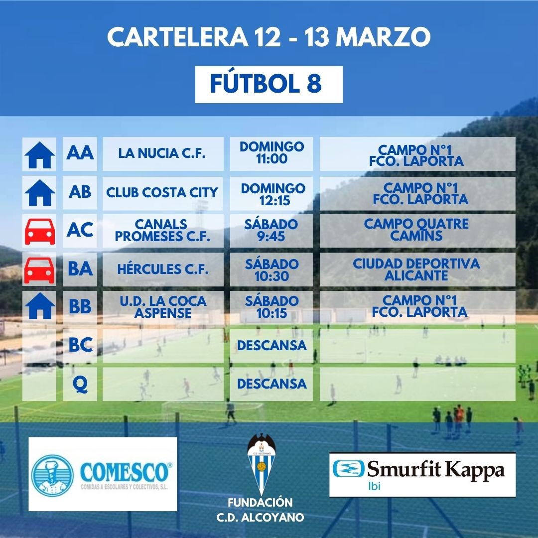 FAlcoyano's tweet photo. ⚽️ Estos son los horarios de los equipos de la Fundación para este fin de semana. https://t.co/QJoIATSyUE