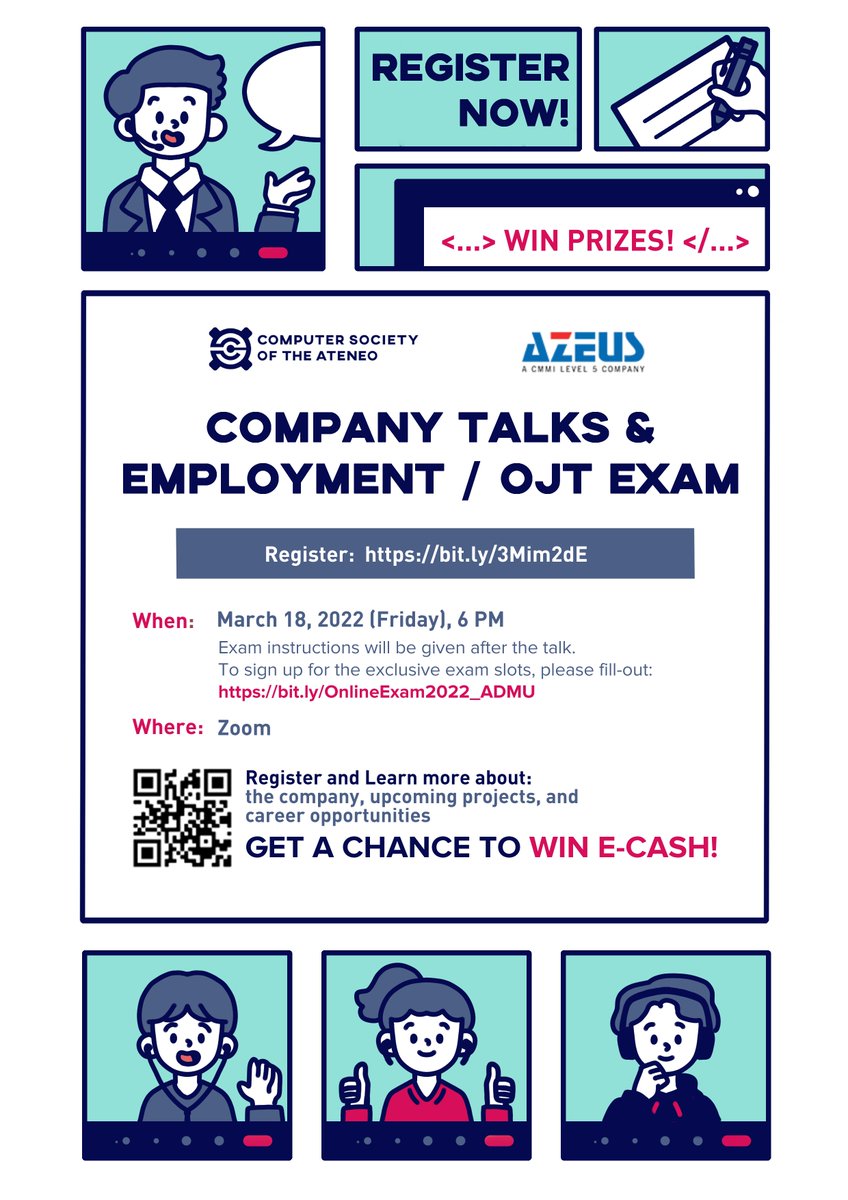 CompSAt's tweet photo. We would like to invite you to our Company Talk with  Azeus, where representatives from Azeus Systems Philippines Limited will give an overview of what it’s like being a part of their team! 

Sign up now to reserve a slot in this event: https://t.co/HDHXAHDbGG https://t.co/DmQfnGAPP3