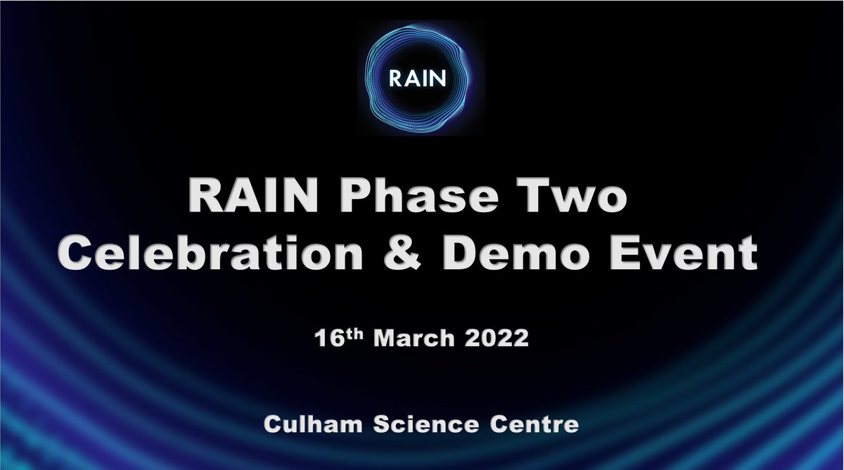 We are excited to see everyone next week for the RAIN Phase Two Demo and Celebration Event! Everyone has been working really hard preparing some very exciting demos and workshops. #demo #workshop #live #celebration #robotics #AI eventbrite.co.uk/e/rain-phase-t…