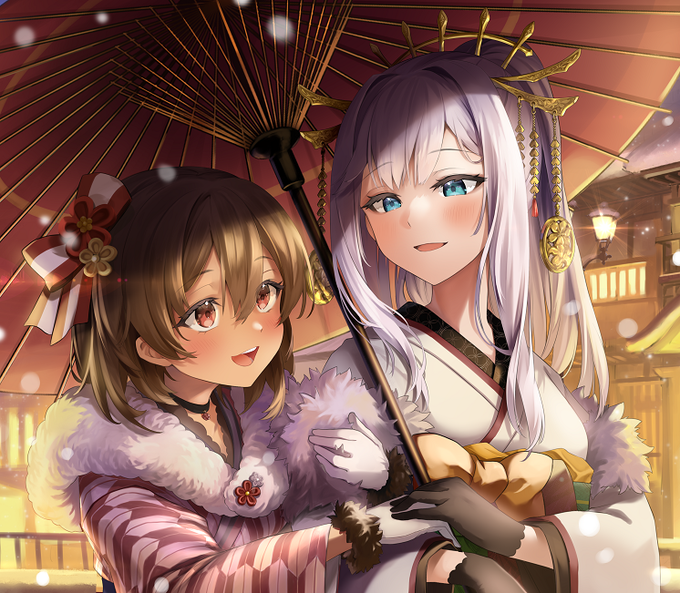 美しい景色の中、艶やかな着物とおしゃれなアクセ、歩く二人の描写が素晴らしい・・・
楽しげな表情はずっと見ていられますね・・・

illustrated by:岐兎こるた(@kito_koruta)先生
※Unauthorized use prohibited. Don't repost these commission arts on SNS or any other website.
Thank you! 