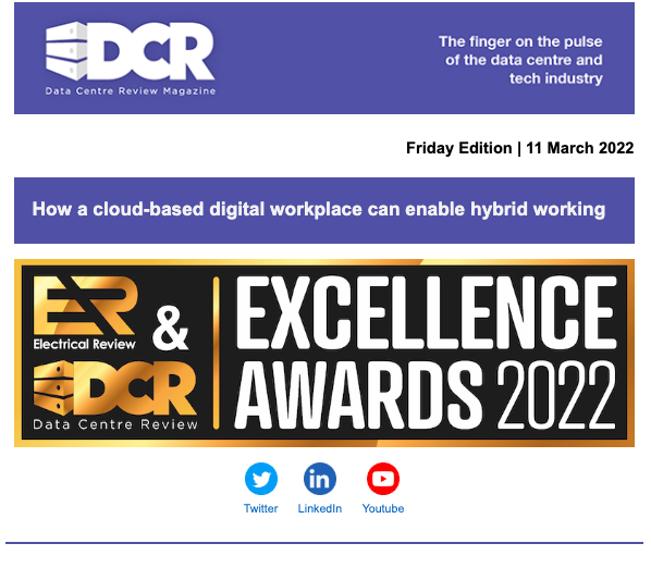 DCRmagazine's tweet photo. In today's newsletter, Gary Bennion (@cloudm_co) outlines the future of the cloud-based digital workplace, and look at what's taking place at the @elecreviewmag Excellence Awards: https://t.co/3AoLoCyl03
#Xperience #Keysource #Vycon #Rittal https://t.co/Lpgfptz7df