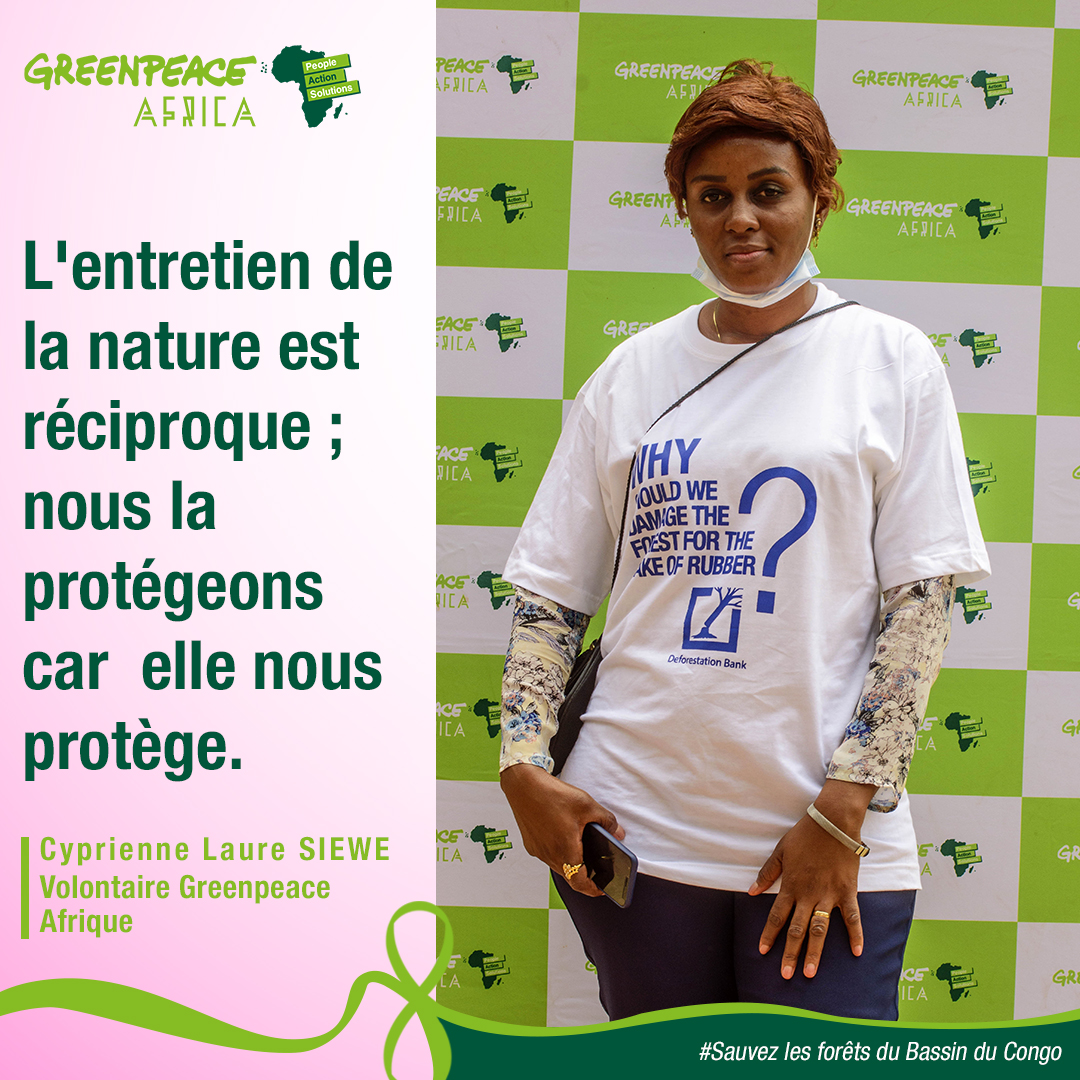 GreenpeaceAfrik's tweet photo. En ce mois de mars, femme et forêt se conjuguent au féminin 🎉🎉 La vie et le bien-être des femmes dans les communautés locales du Cameroun dépendent de la forêt 🌳🌳. Détruire la forêt, c'est violer leurs droits ! ✊✊
#InternationalWomensDay2022 #SaveCongRainforest https://t.co/H54w1vXuiY