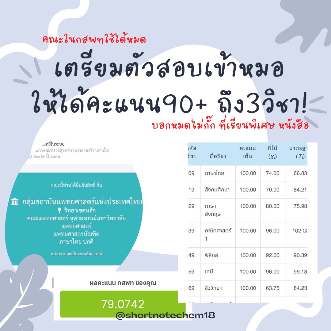 shortnotechem18's tweet image. Thread 
✨เตรียมตัวสอบเข้ากสพท. ยังไงให้ได้ 90+ ถึง3วิชา ฉบับแพลนยาว 1 ปี 

อยากให้น้องๆ #DEK66  ที่ไม่รู้ว่าเตรียมตัวไงดีได้อ่านกันน้า (เป็นการเปิดคะแนนรวมกสพทเราครั้งแรกด้วย) #จะสู้จนกว่าจะสอบติด #dek66ที่อยากเป็นหมอ #TCAS66 #dek65 #dek67 #เด็กซิ่ว66 #กสพท66