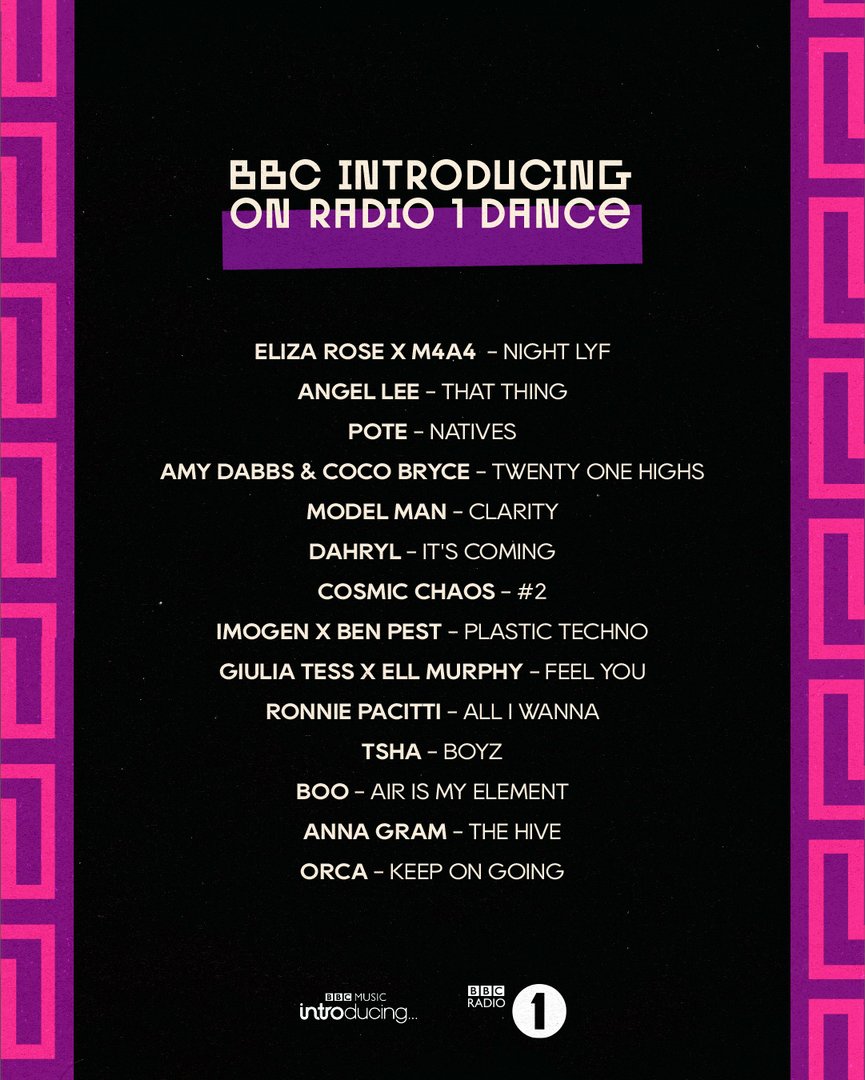 Hope you enjoyed last night's show! <a href="/bbcintroducing/">BBC Music Introducing</a> <a href="/BBCR1/">BBC Radio 1</a>

Have a great Friday! 💗 🧜🏾‍♀️ 

<a href="/elizarosedj/">Elizarosedj</a>
<a href="/djangellee/">Angel Lee</a>
<a href="/amyldabbs/">Amy Dabbs</a>
<a href="/cosmicchaos_/">Cosmic Chaos</a>
@Benpest
<a href="/giuliatess/">Giulia Tess</a>
@ronniepacitti
<a href="/DJAnnaGram/">Anna Gram</a>

bbc.in/35IX7zp