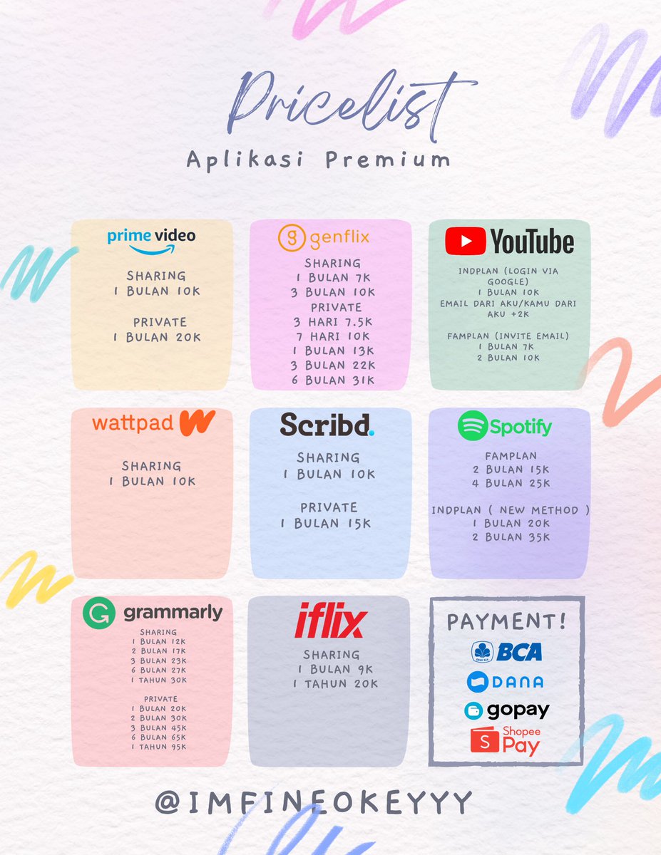 imfineokeyyy's tweet photo. Hi guys , mau beli apps premium biar ga ada iklan dan bisa dipake sepuasnya terus murah?
mending order ke aku aja!🤩
bisa banget kalo mau viu iqiyi wetv youtube netflix spotify dllnya. 
ada garansi dan terjamin lagi!🕊 https://t.co/gZHQf0tKbg