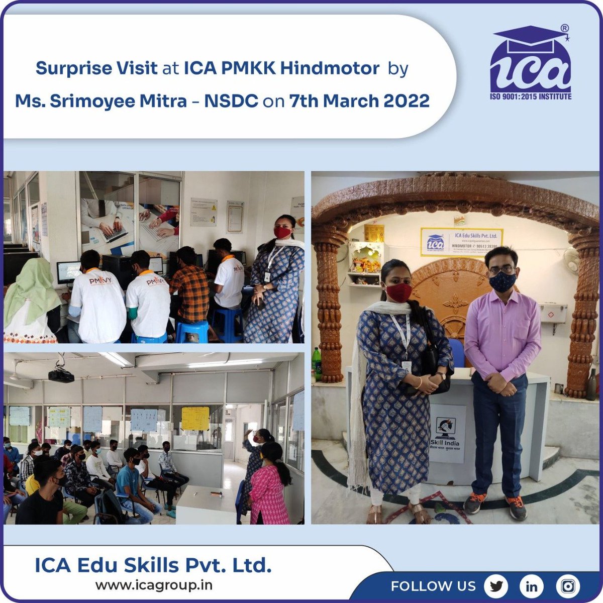 ICA_Skill's tweet photo. Thank you, Ms. Mitra, for honoring us with your presence at our center and mentoring us about the trainees' attendance. 

We sincerely hope that you visit again!

#ICASkill https://t.co/XRZktfk6lI