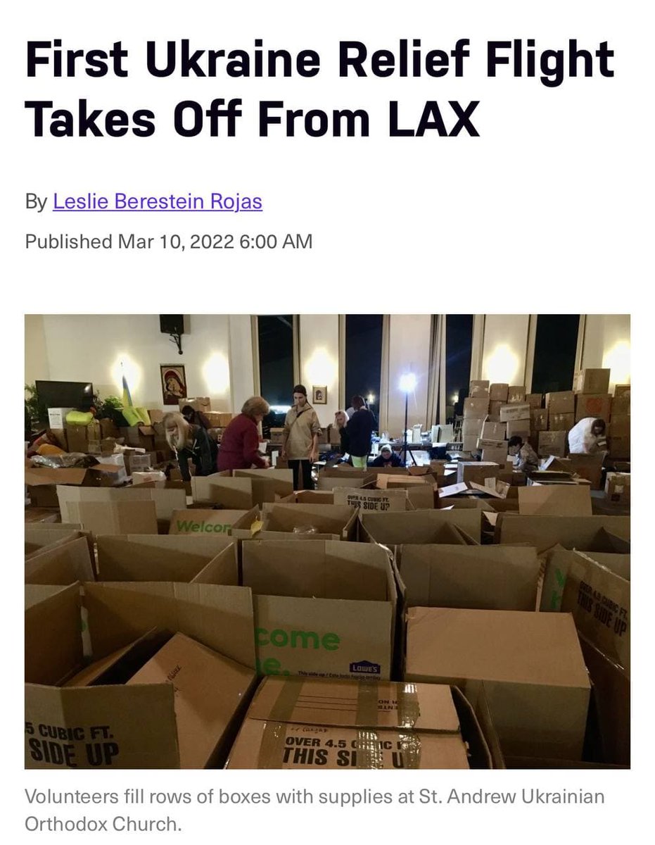 standwithukr_la's tweet photo. We did it !!!
Thank you all for hard work and keep continuing… 💙💛
First Ukraine Relief Flight Takes Off From LAX
A cargo plane loaded with medical supplies, baby formula and other critical items for Ukrainian civilians and soldiers left LAX Thursday morning. https://t.co/x8zhDI0k1a