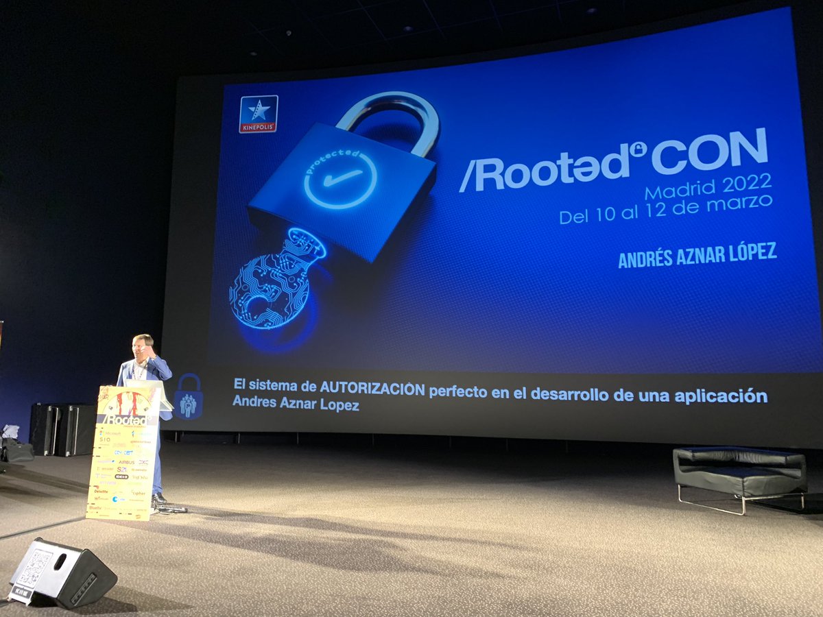 ProtAAPP's tweet photo. Ahora mismo en la sala 19 con Andrés Aznar, @aaznar3, tenemos la charla: “El sistema de autorización perfecto en el desarrollo de una aplicación”. ¿Qué levante la mano quien no ha hardcodeado algo en el código?. @rootedcon https://t.co/CXcHXpowTl
