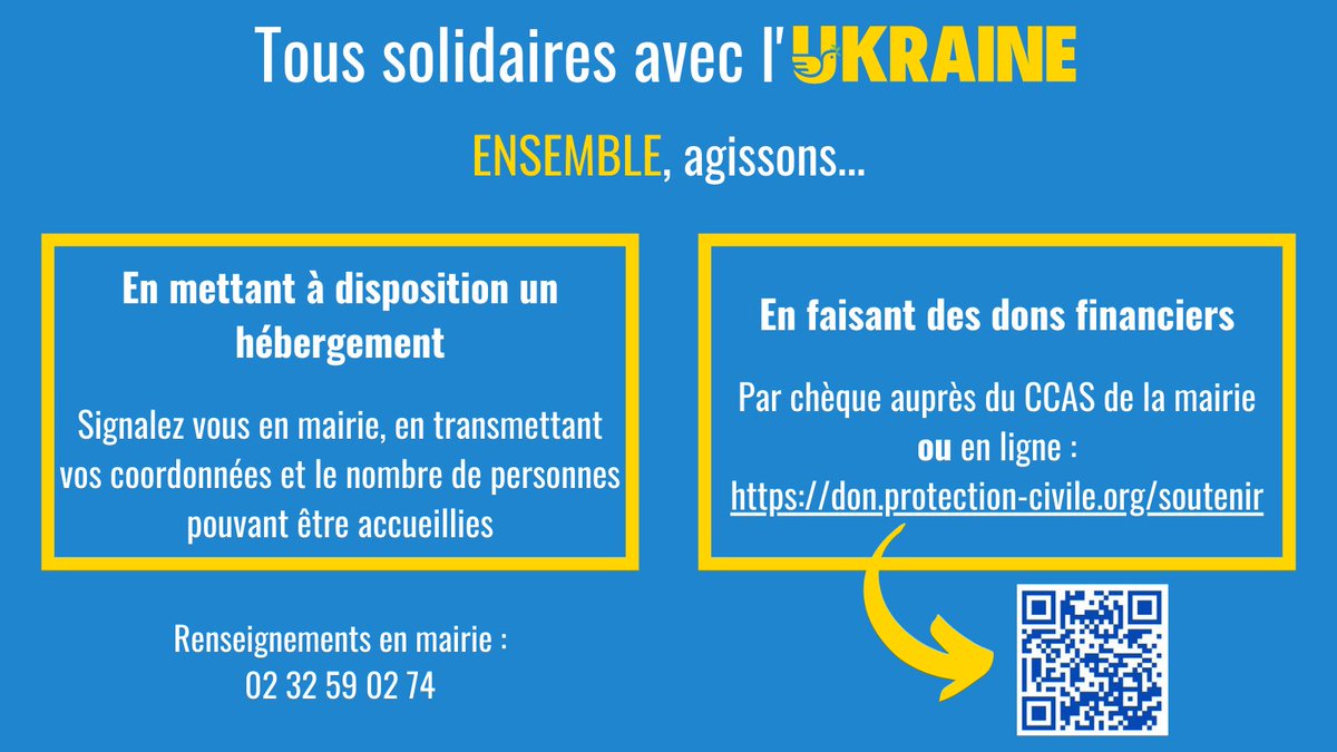 🇺🇦 #LeVaudreuil soutient les #Ukrainiens en les accueillant et en proposant des dons financiers.
👉Pour plus d'informations : levaudreuil.fr/index.php/actu…