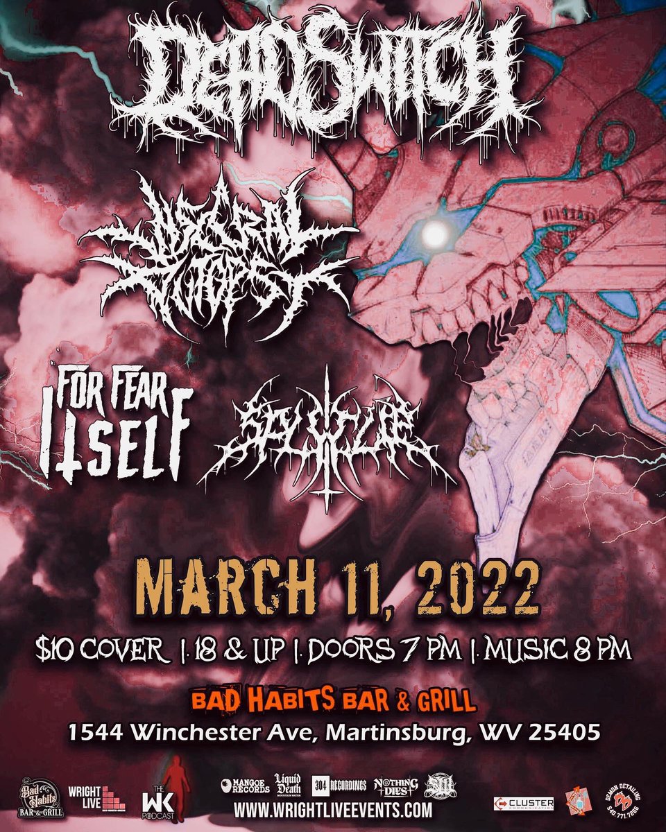 forfearitself's tweet photo. The Spring Slaughter tour with @VisceralAutopsy and SplitLip kicks off today in Martinsburg, WV. 

Come out and get rowdy with us xx https://t.co/WSeHrz4afK