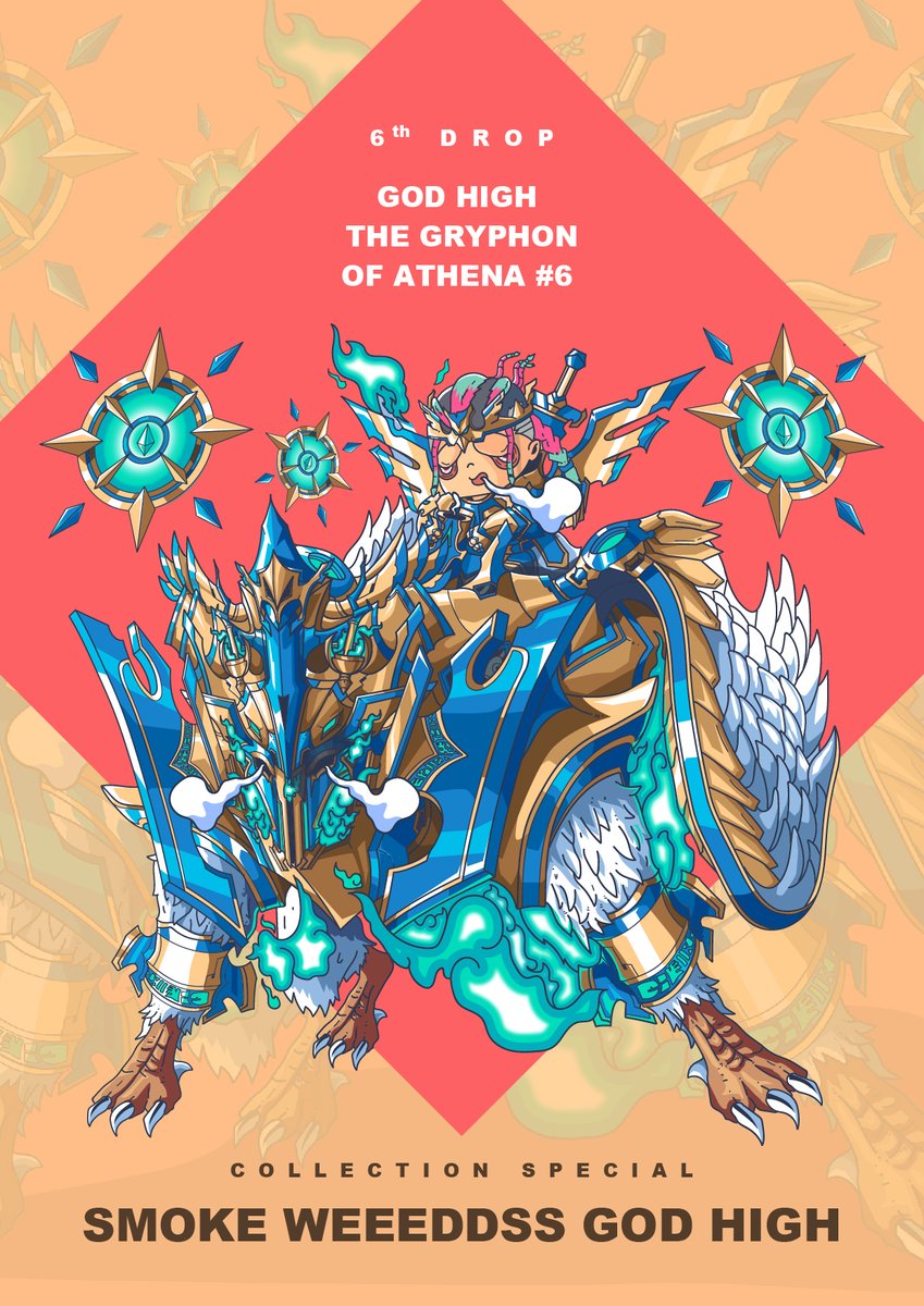 COLLECTION SMOKE WEEEDDSS GOD HIGH 
RARITY : GOD
DROP 8 / SOLD 7

GOD HIGH THE GRYPHON OF ATHENA #6
PRICE  0.055 ETH

NOW AVAILABLE OPENSEA 
opensea.io/collection/smo…

#Ethereum #nftcollector #NFTCommunity #NFTdrops #OpenSeaNFT #NFTartist #NFTs #NFTTHAILAND