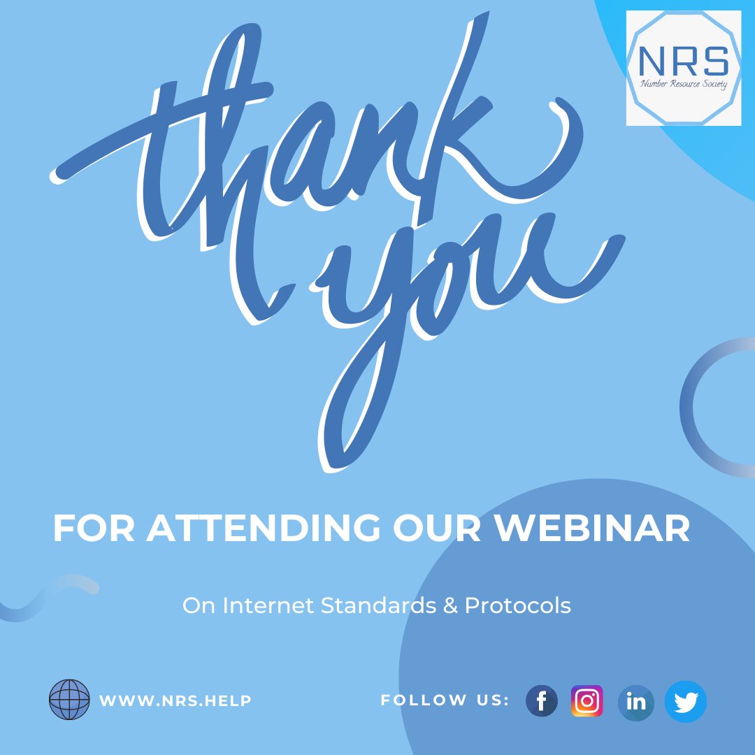 NRSTeam_'s tweet image. See you in the next one..

#internet #Internetprotocols #internetstandards #NRS #NumberResourceSociety #Tech