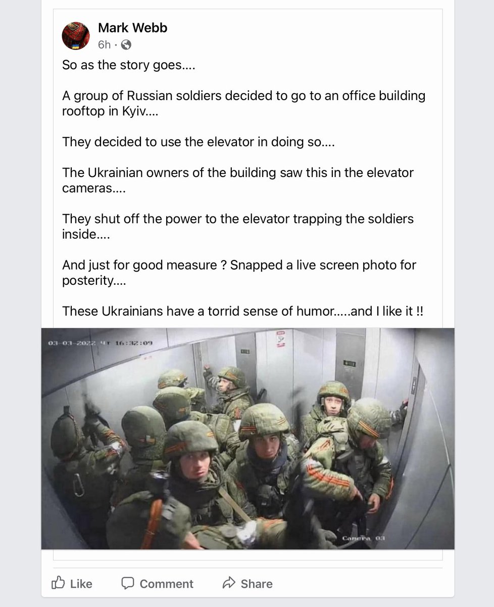 disneymare's tweet photo. Well done Ukraine!  Someone should really drop something fiery down this elevator shaft!!  #PutinIsaWarCriminal #UkraineWar #MarkWebb https://t.co/k9FnGfbj4w
