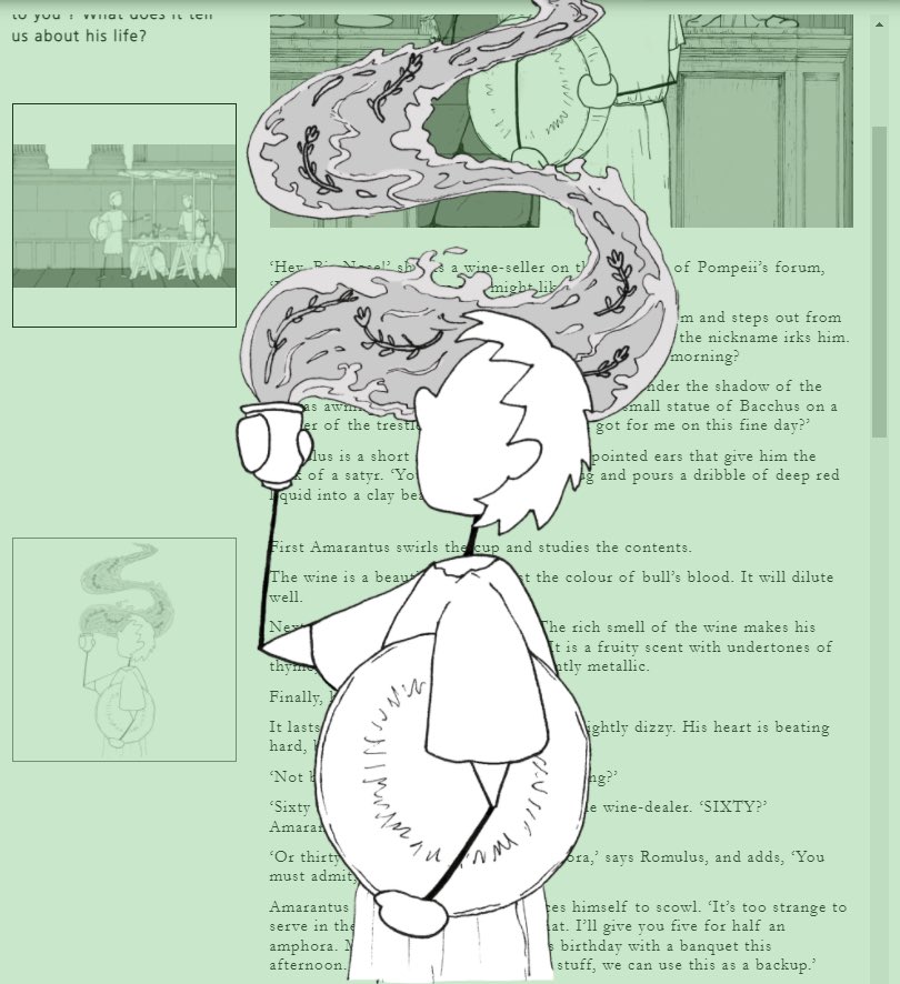 GreekMythComix's tweet photo. I am SO EXCITED that the website is ready, because - aside from the awesome story and the amazing teaching resources - now all 60+ illustrations I got to make for the #AmarantusProject are available to see next to the story, and look like THIS! https://t.co/fIM3G21pMa