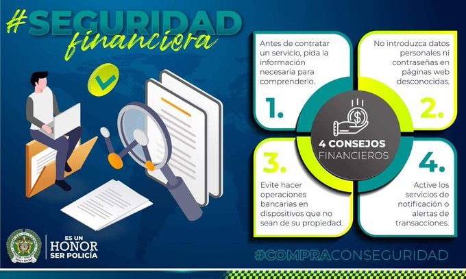 PoliciaCucuta's tweet photo. Llegó #DíaSinIva a #Cúcuta y con este aumentan las transacciones en sitios virtuales, por ello siga estos consejos y hagamos de la #SeguridadFinanciera la mejor aliada contra el delito. #CompraConSeguridad. https://t.co/TmF1v8Ip4D