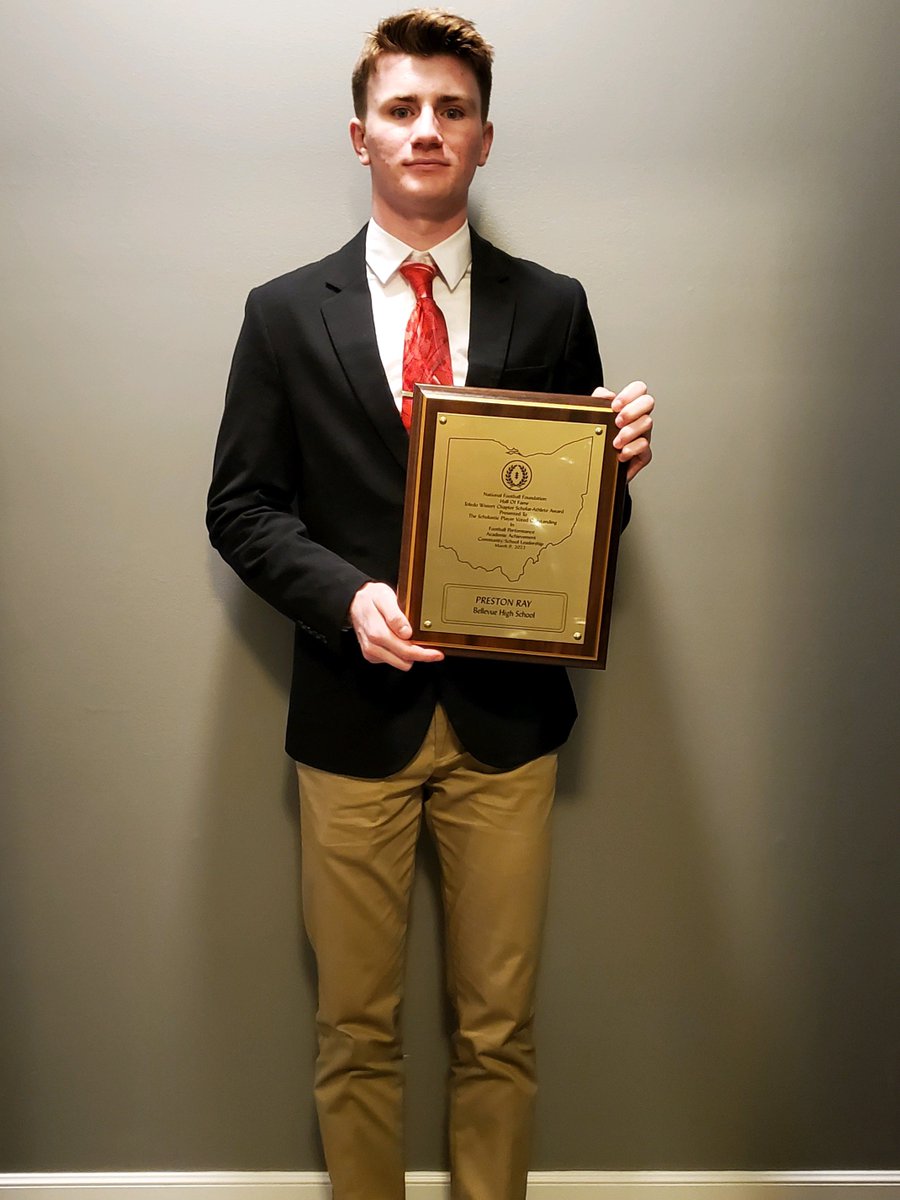 BHSRedmen's tweet photo. Congratulations to senior Preston Ray for earning the National Football Foundation Toledo Wisert Chapter Scholar Athlete Award! An awesome achievement for an outstanding young man! Way to go Dezy #Proud #GoRed https://t.co/LKzRK9FJGN