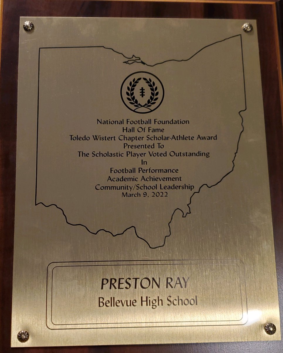 BHSRedmen's tweet photo. Congratulations to senior Preston Ray for earning the National Football Foundation Toledo Wisert Chapter Scholar Athlete Award! An awesome achievement for an outstanding young man! Way to go Dezy #Proud #GoRed https://t.co/LKzRK9FJGN