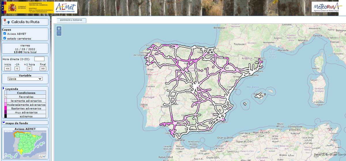 AEMET_Esp's tweet photo. La #lluvia 🌧️ el #viento 🌬️ los #FMA afectan a la circulación en nuestras #carreteras. comprueba tu ruta en #Meteoruta 👇
https://t.co/yoCRUrjgh1
y sigue los consejos de @DGTes
¡Mucha PRECAUCIÓN! ⚠️ https://t.co/otLuklnfPZ