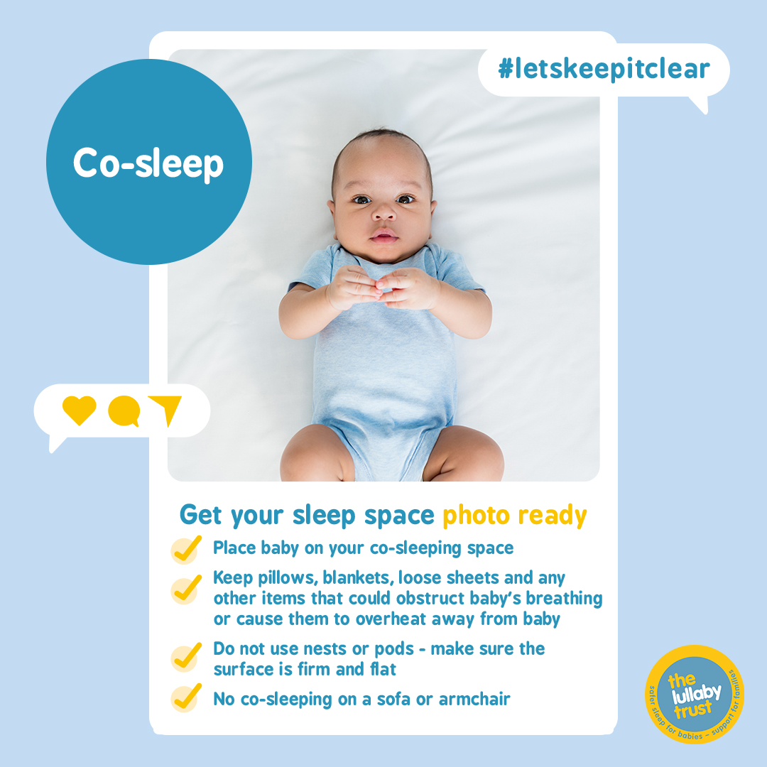 first1001days's tweet photo. We support F1001D member @LullabyTrust's Safe Sleep Week.

This year's #letskeepitclear campaign is asking companies, charities and influencers on social media to ensure their images promote safe sleep.

These useful guidelines are helpful for anyone who uses photos of babies... https://t.co/EYC95GFH1U