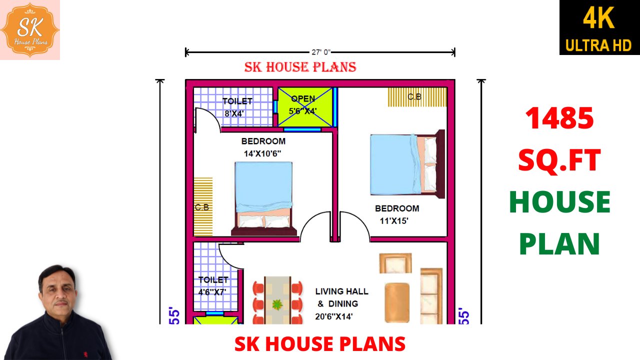 Sk House Plans New Video T Co Spyf87xy7a House Plan With Interior 27 X 55 1485 Sq Ft 165 Sq Yds 138 Sq M 165 Gaj Home Map Skhouseplans