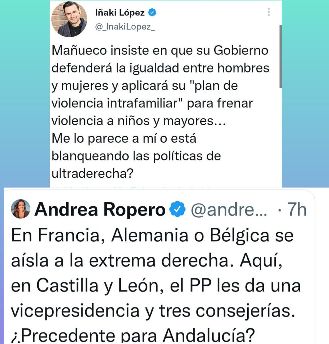 dsegoviaatienza's tweet photo. Aquí el matrimonio Iñaki López y Andrea Ropero que llevan años blanqueando a la ultraderecha bajo las órdenes de Florentino Ferreras diciendo que el PP blanquea a la ultraderecha 🤣🤣🤣🤣.
Ahora van de dignos. https://t.co/T4Z44psyQa