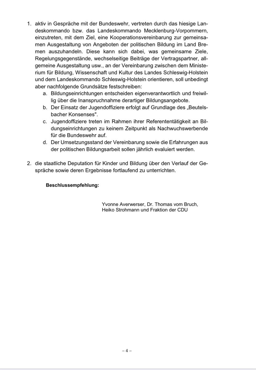 afdwatchbremen's tweet photo. Perfide wie die Bremer CDU ist, nutzt sie den Krieg in der #Ukraine unvermittelt aus, um in einem „Dringlichkeitsantrag“ faktisch zu fordern, SchülerInnen sollten für die Interessen von NATO und Bundeswehr effizient indoktriniert werden dürfen. #Bremen #CDU #NoAfD https://t.co/dyPghlrO73