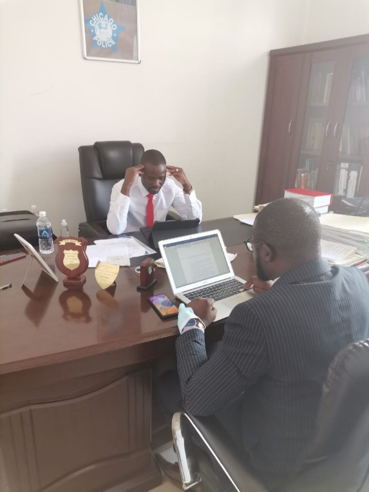 ZLHRLawyers's tweet photo. Men at work! Lawyers for @CCCZimbabwe @bamujm &amp; @obeyshava1 working on overturning @PoliceZimbabwe ban of the opposition political party's rally scheduled for Saturday in Marondera. https://t.co/DaGQGkvJvq