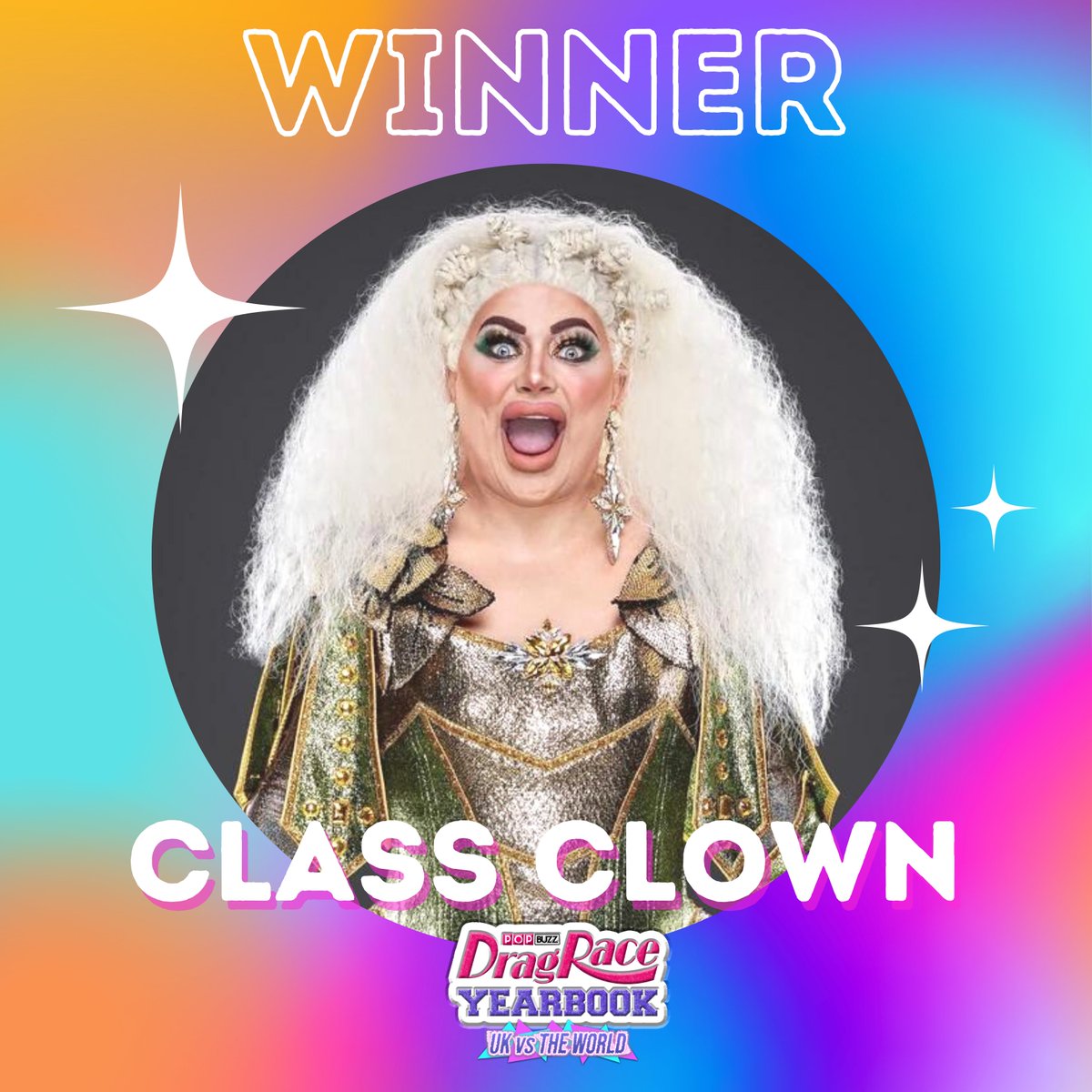 Congratulations to @ChipShopBird who has won the season title of ‘Class Clown’ as voted for by their #DragRaceUK vs The World sisters🏆

Watch the full reveal of the winners here➡️ popbuzz.co/3pWdW0I