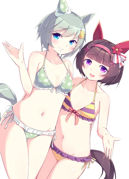 水着セイウンスカイ&ニシノフラワー rkgk #ウマ娘 