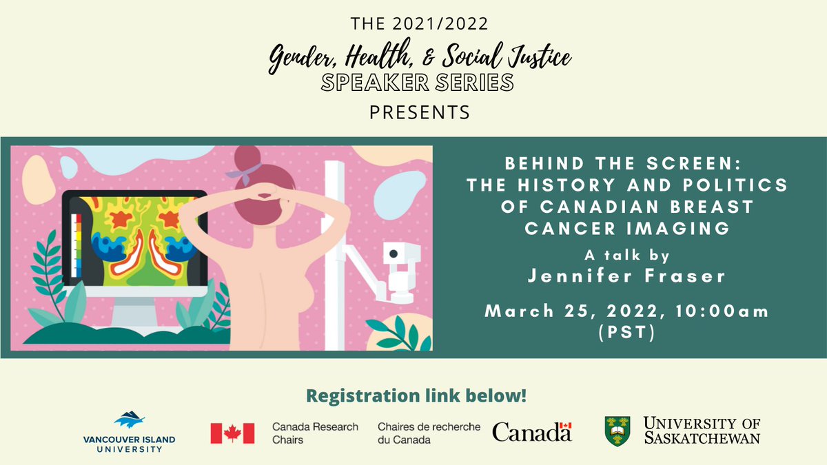 leti_johnson's tweet photo. The next presentation in the Gender, Health, and Social Justice Speaker Series is two weeks away (March 25)! 

Join us for Jenn Fraser's (@JennFraser2) presentation "Behind the Screen: The History and Politics of Canadian Breast Cancer Imaging"

#histmed #Twitterstorians https://t.co/lvvH7rTOID
