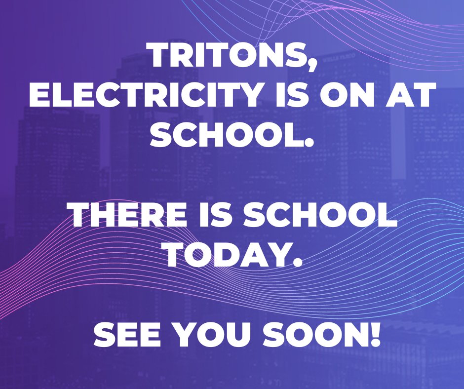 Power is on at ELM. School is on today. See you soon.