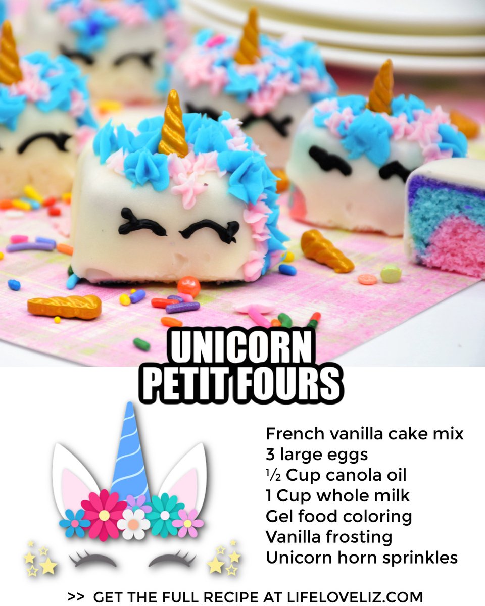 LifeLuvLiz's tweet photo. These magical little unicorn petit fours will add some fun to your next party! Find out how to make them yourself with this easy recipe.

Get the FULL recipe >> https://t.co/CqmvMa76AB https://t.co/rVn6bF3ReN