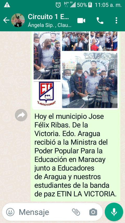 Bienvenida a NUESTRA ministra Yelitze Santa ella. en Maracay por parte de Educadores de Aragua del municipio Jose Félix Ribas y nuestra banda de Paz.