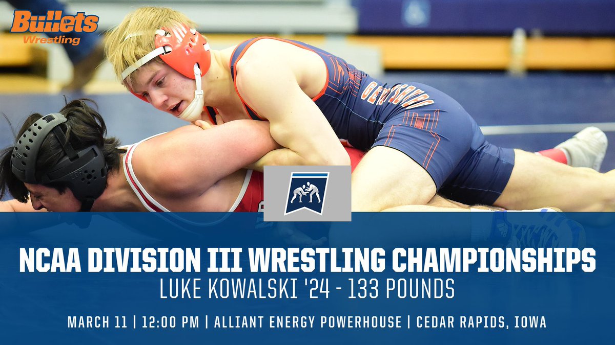gburgbullets's tweet photo. Good luck to Luke Kowalski ‘24 from @gburgwrestling at the NCAA D3 Wrestling Championships‼️🔥💪 The action kicks off at 12 EST. #gobullets🔶🔷 #BulletsWrestle #d3wrestle #CCWrestle https://t.co/wl4HB5Kz5p