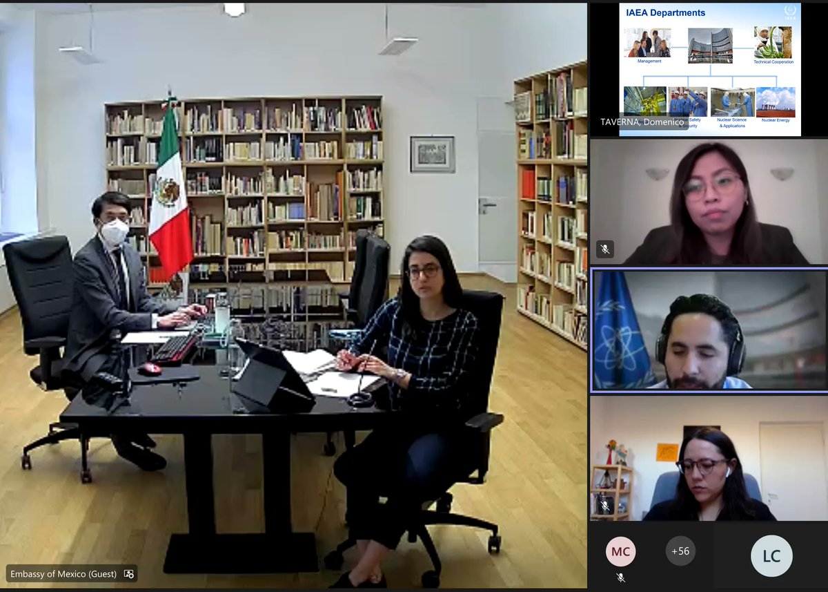 EmbaMexAua's tweet photo. Durante el evento “¿Cómo emprender una carrera en el ámbito nuclear?” compartimos oportunidades laborales y de formación para ♀️ que ofrece el @iaeaorg. 

⚛️ @carogtz6 y @raquelhs25 de @womennuclearMX nos compartieron sus experiencias en lo nuclear.

#MujeresEnLoNuclear https://t.co/vWGtC97pyc