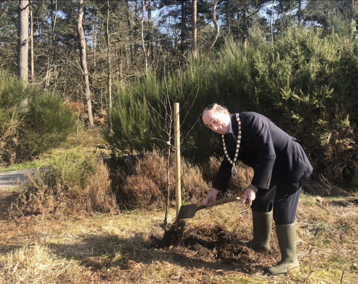 BroadlandDC's tweet photo. Council Chairman, Roger Foulger, celebrating National Tree Planting Day at Broadland Country Park. #ImprovingTheEnvironment https://t.co/jERO4mp9Xq