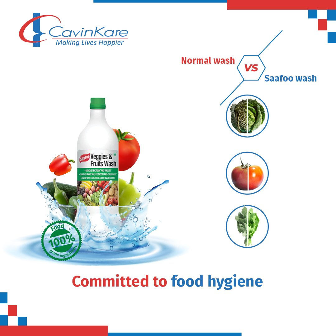 CavinKareIndia's tweet photo. At #CavinKare, we're passionate about the safety and hygiene of our customers and realised that #foodhygiene often goes unnoticed. #Saafoo is a brand that solves that problem. We have food grade washes that kill bacteria and germs from your fruits, vegetables and meats. https://t.co/TzGQOWcHQy
