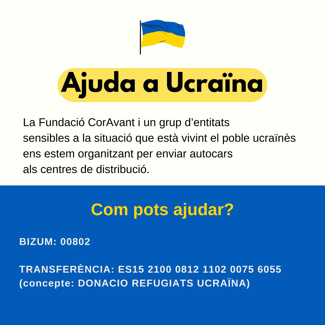 Coravant's tweet photo. 💛💙 L'objectiu principal és d'acollir (a casa) i acompanyar (en les tramitacions i necessitats que puguin sorgir) a aquestes famílies. ⁣⁣

#Ucraïna https://t.co/R7YfFRuRja