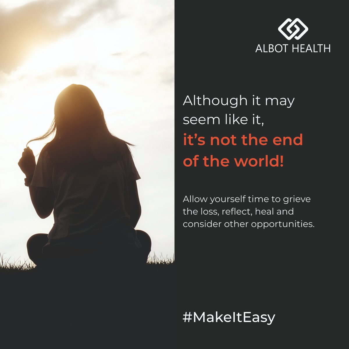 AlbotHealth's tweet photo. One day at a time! Write down your thoughts on a piece of paper and analyze your situation. You’ll be able to find alternatives and ways to move forward.
#MakeItEasy #MondayMotivation #TipOfTheDay #AlbotHealth #DidYouKnow #pushyourself #growthmindset #lifestruggles https://t.co/31HOdg2NrI