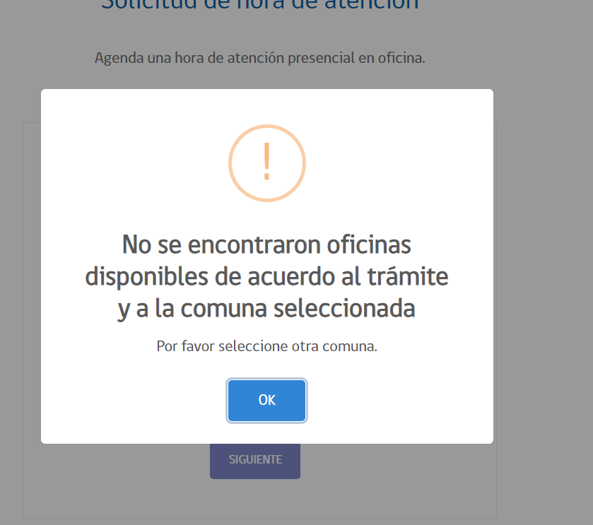 clau_bp's tweet photo. @RegCivil_Chile @RCivil_Tarapaca @RegCivil_RM @RC_Antofagasta @RC_Ohiggins @RC_LosLagos @RegCivil_Chile , todas las regiones y comunas indica que no hay disponibilidad ¿Fallo el sistema? https://t.co/HgqAifY1CM