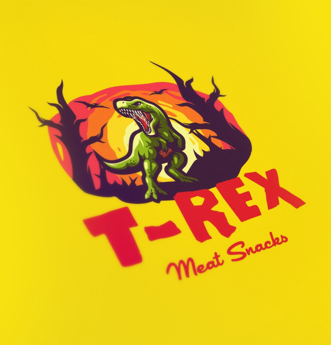 Graphichiveca's tweet photo. T-rex 🦖 meet snacks #logo #trex #brand #GraphicDesign #brandidentity https://t.co/6Ib41T94N5