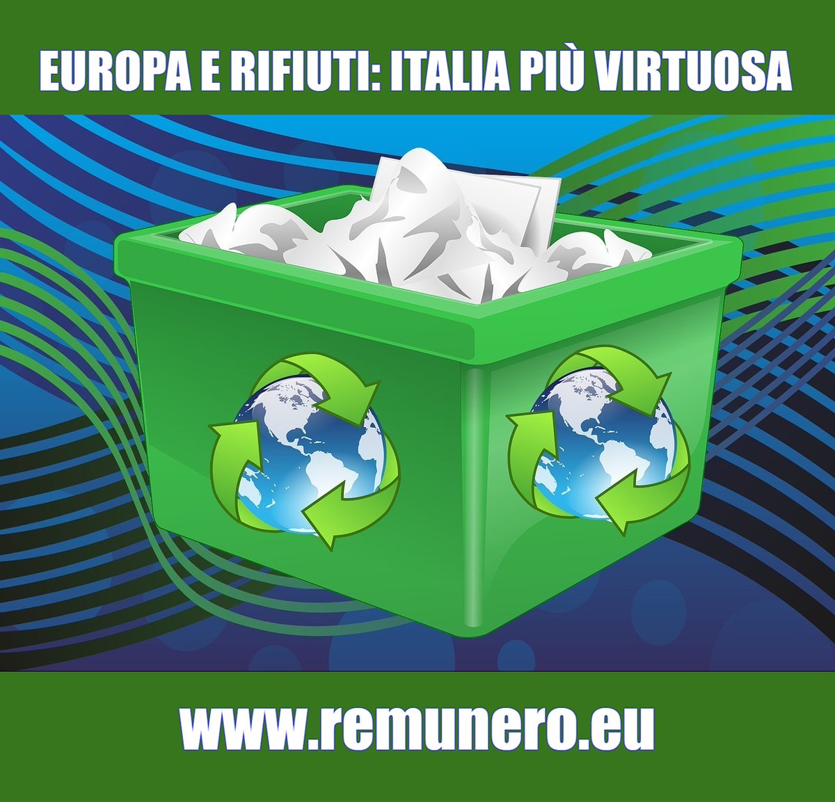EUROPA E RIFIUTI: ITALIA PIÙ VIRTUOSA
In media, ogni cittadino dell'UE ha prodotto, nel 2020, 505 kg di rifiuti. L'Italia ricicla 151 kg a persona, 97 in più rispetto al 1995. I progressi degli ultimi decenni si devono alla raccolta differenziata che #Remunero incentiva.