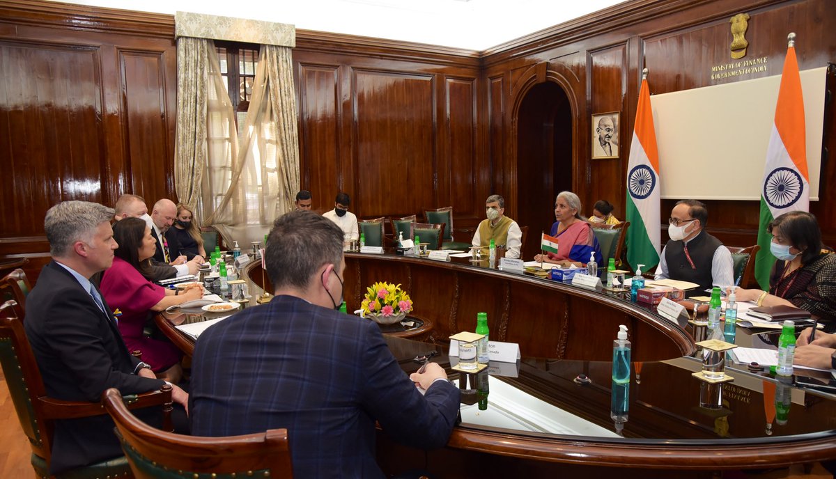 Union Finance Minister Smt. <a href="/nsitharaman/">Nirmala Sitharaman</a> and Ms. <a href="/mary_ng/">Mary Ng</a> , Canadian Minister of International Trade, Export, Small Business &amp; Economic Development met today in New Delhi. (1/3)

<a href="/HCI_Ottawa/">India in Canada</a>
