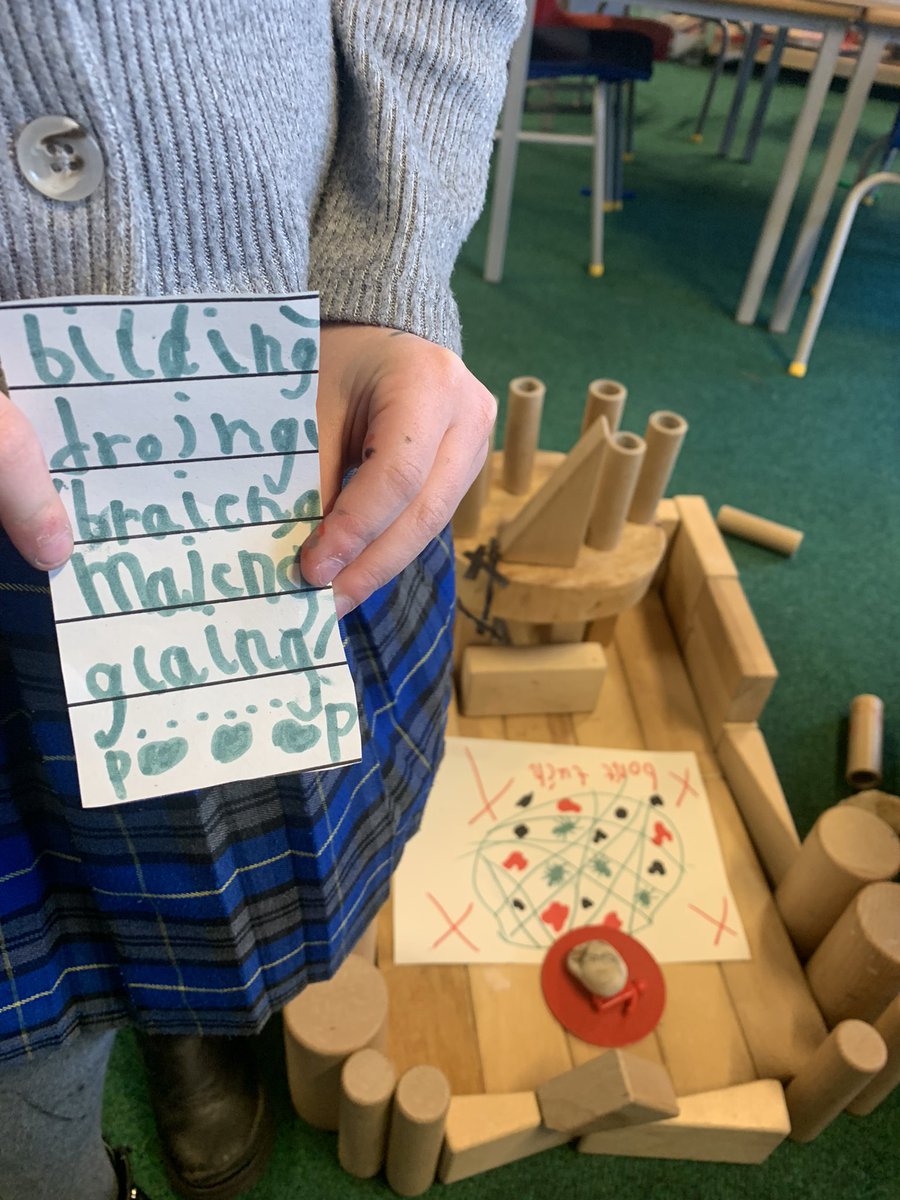 AlisonStewart91's tweet photo. We have spoken a lot about what we learn when playing in class. Today, one of the class made a list to accompany her haunted mansion. 
“Building, drawing, breaking, making, playing.” @Clerkhillschool #phonics #freeplay #childled #looseparts https://t.co/yMPFiEcREH