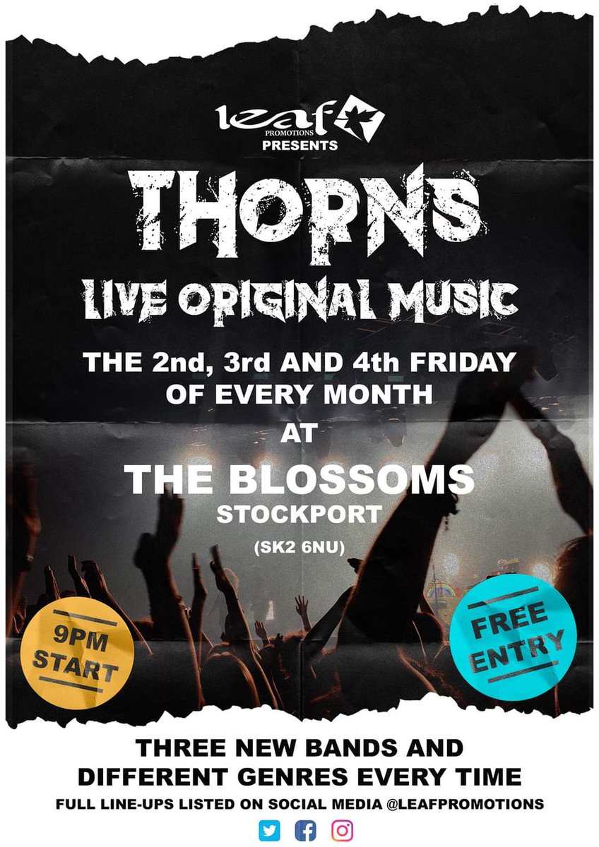 ** TONIGHT! **

We return to the awesome <a href="/TheBlossoms1838/">The Blossoms Pub</a> Stockport with another beauty of a "THORNS" lineup!
Featuring: <a href="/limbanduk/">LIM</a>, <a href="/wethreekings_/">We Three Kings</a> &amp; Spaff 
FREE ENTRY- 9pm start!
Let's do this!!! 🤘